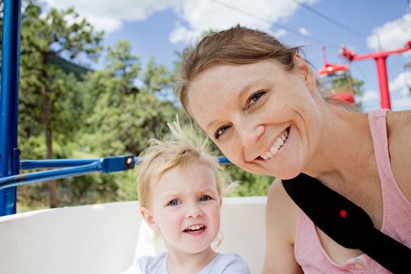 Mom and Baby Blue practicing our ski lift skills!