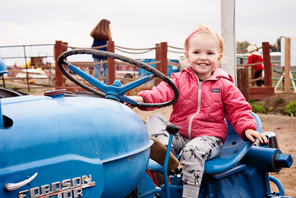She had to get on the BLUE tractor. That's my baby Blue. 